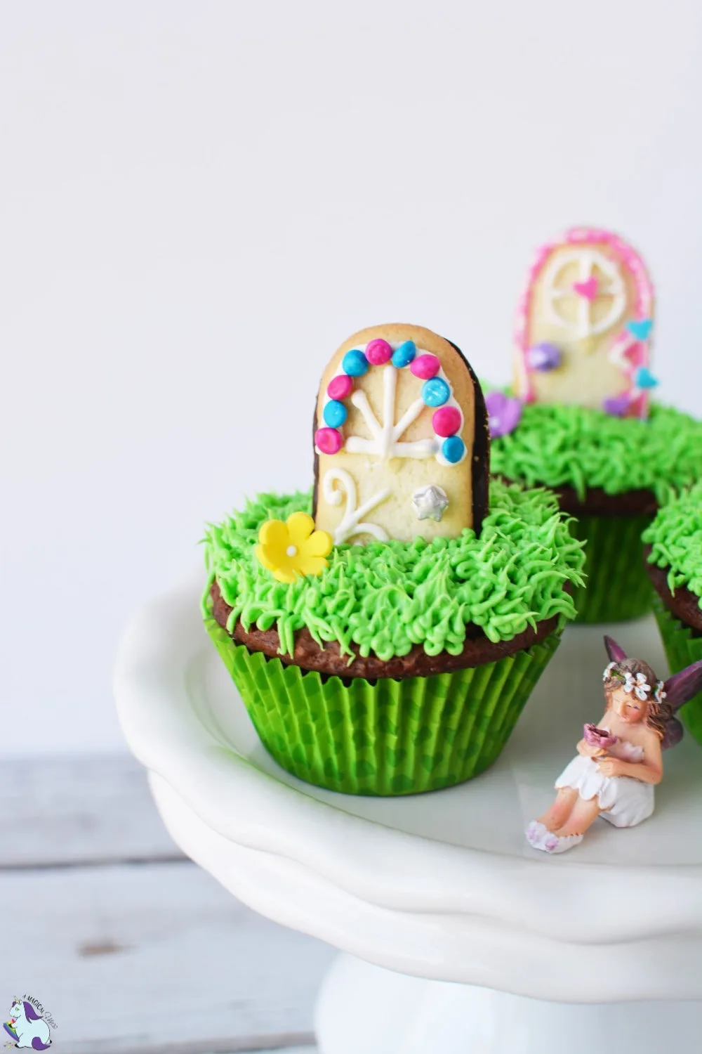 Magical door cupcakes with grass frosting. 