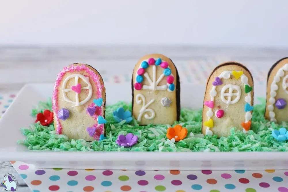 Cookies decorated to look like fairy doors. 