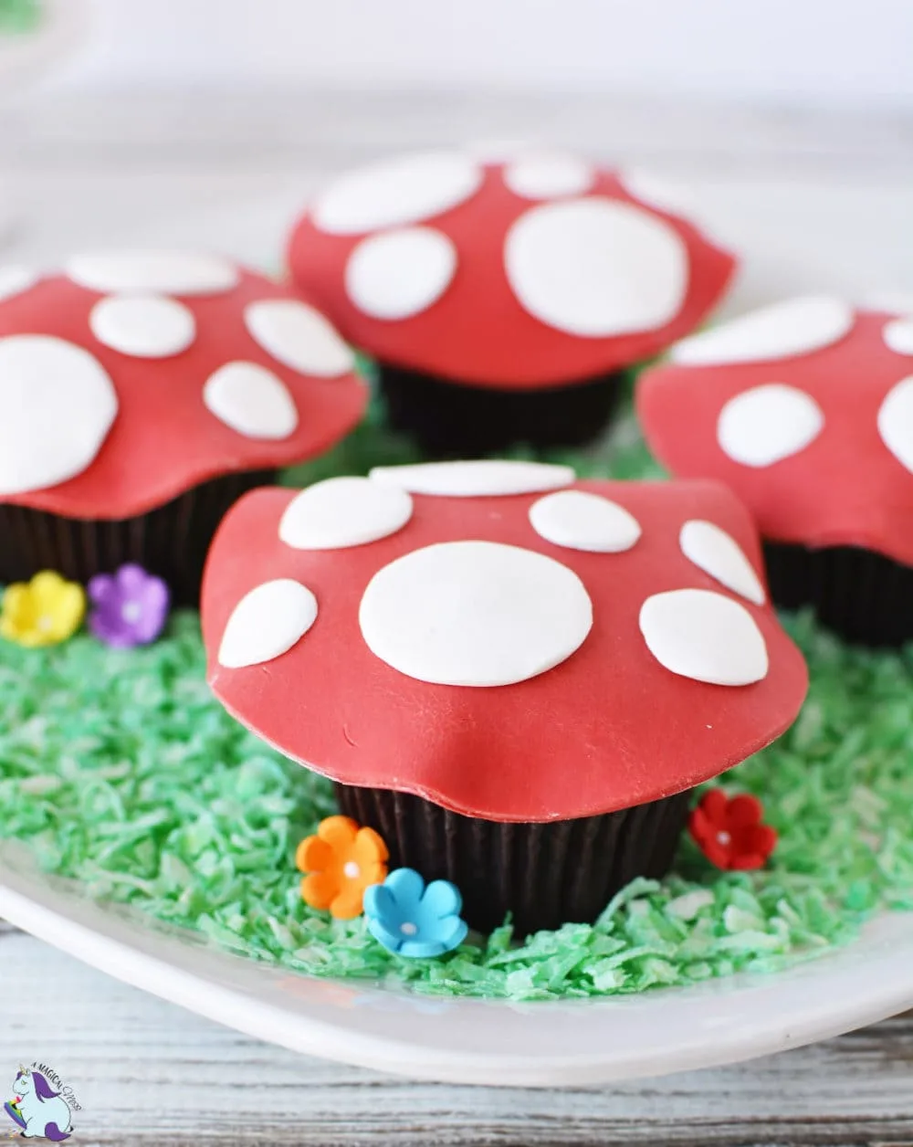 Toadstool cupcakes for a magical woodland fairy themed party!