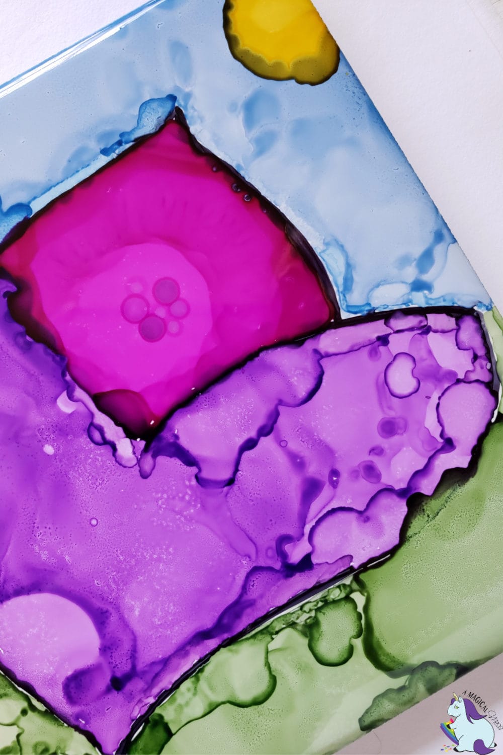 Pretty Mother's Day craft for kids - alcohol ink flowers