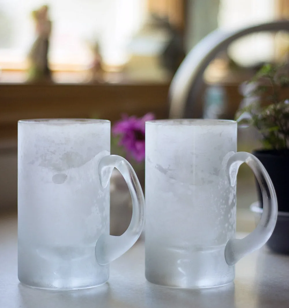 Frosty mugs. 