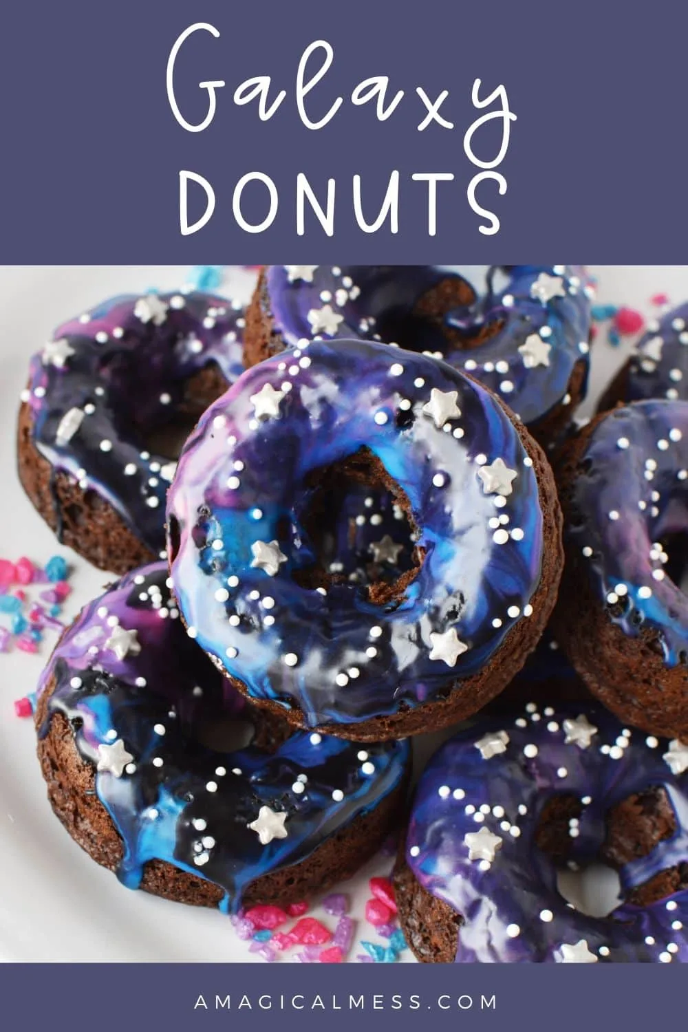 galaxy donuts on a plate