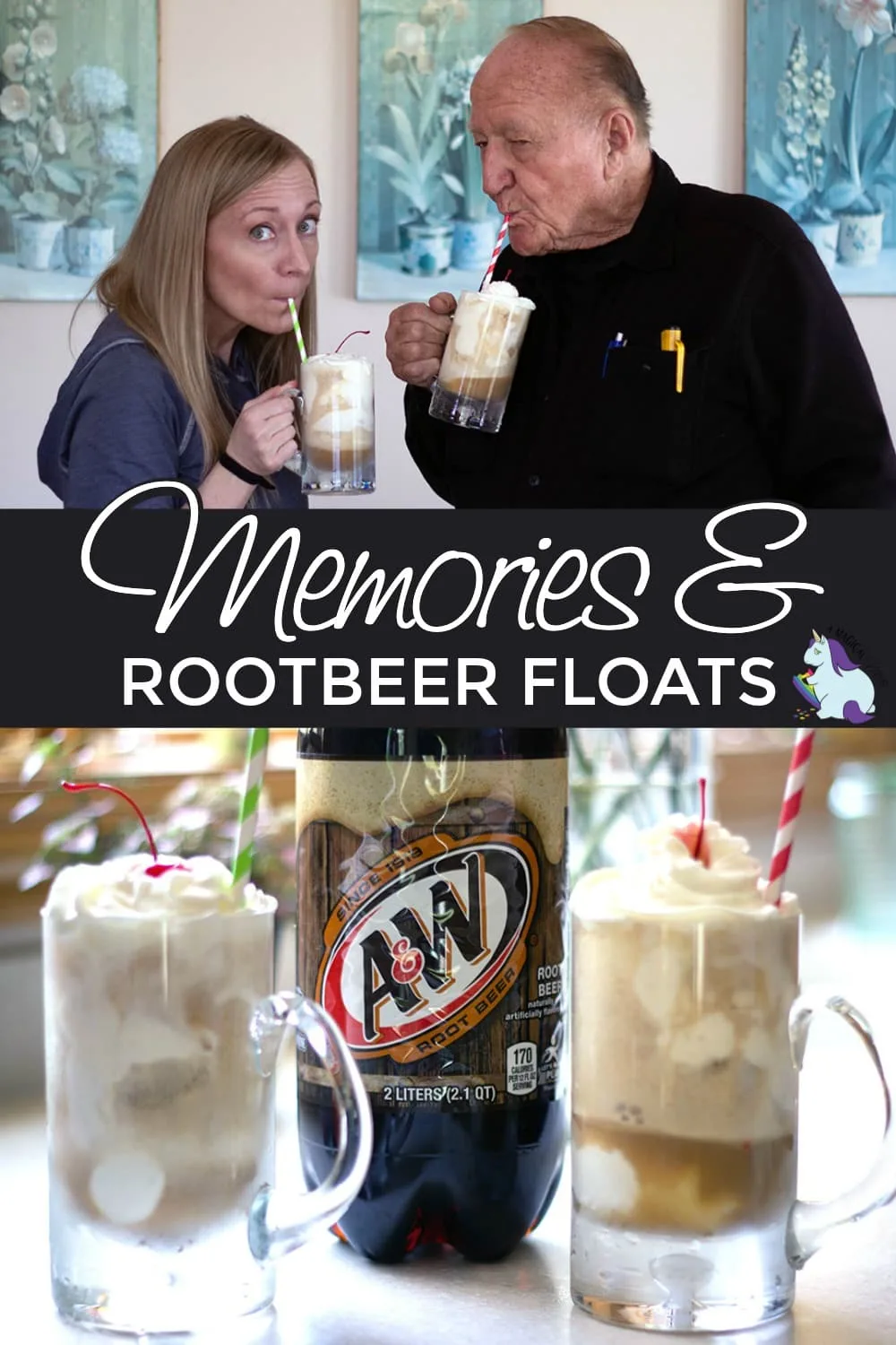 Me and Papa drinking root beer floats. 