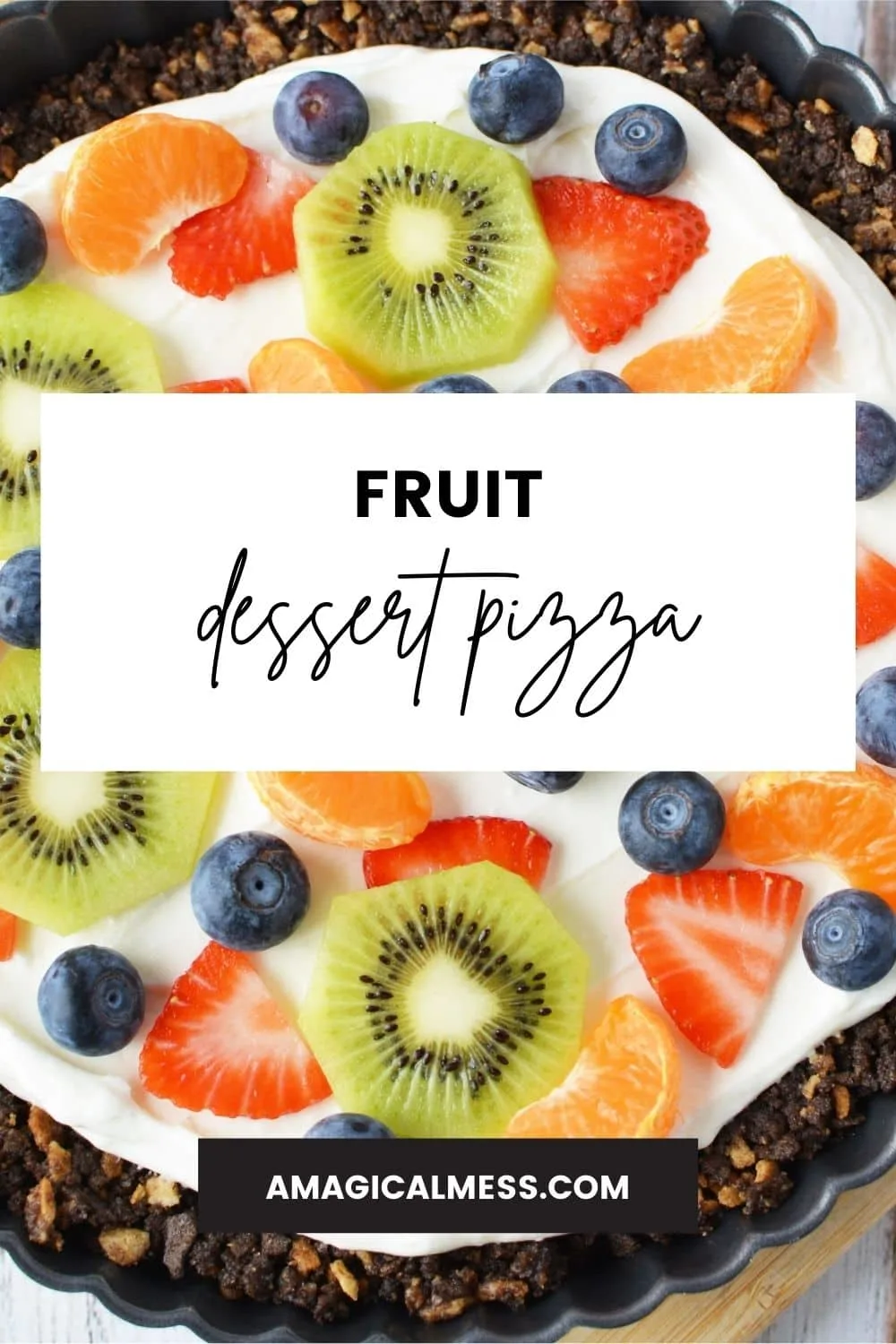 Slices of kiwi, strawberries, and other fruit on a tart.