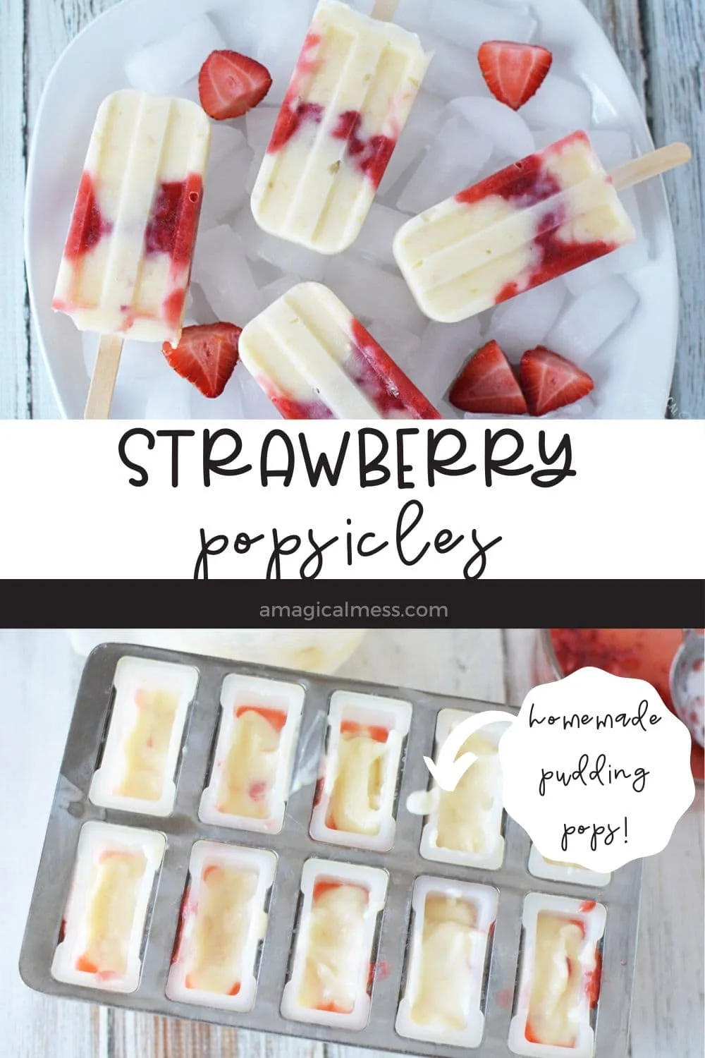 strawberry pops on ice and in mold
