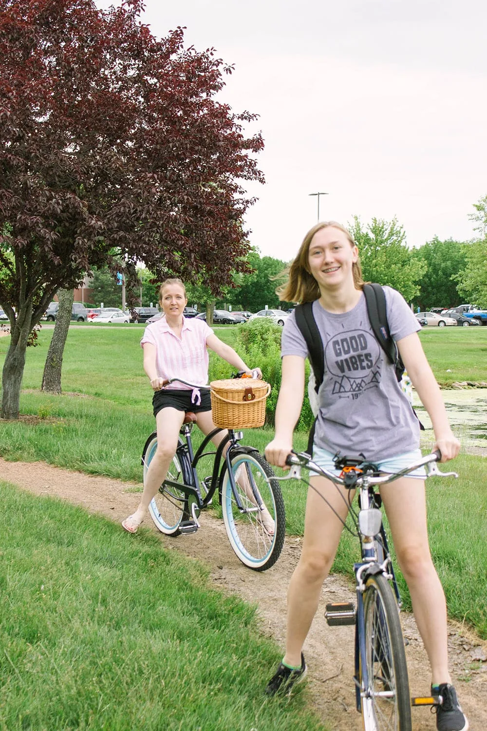 Shelley and Chesney riding bikes. 