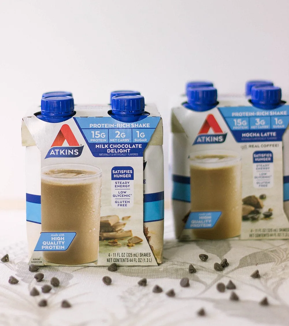 Atkins Shakes - chocolate and mocha.