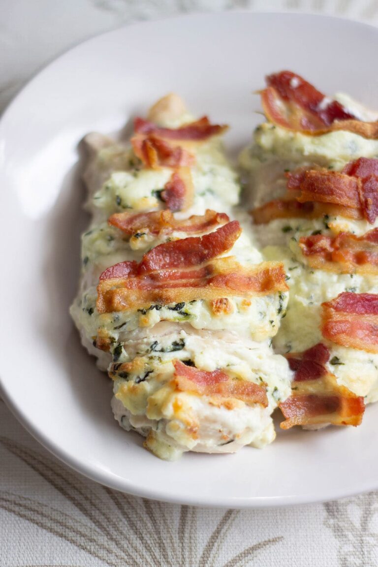 Low-Carb Spinach and Bacon Hasselback Chicken