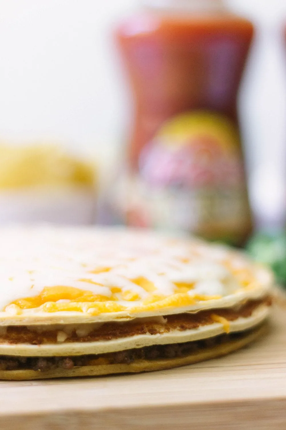 Layers of the taco pizza. 