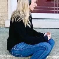 Me sitting on porch listening to music.