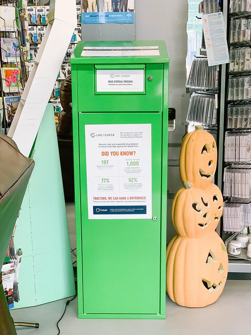 Drug Take-Back bin at Lombard Pharmacy