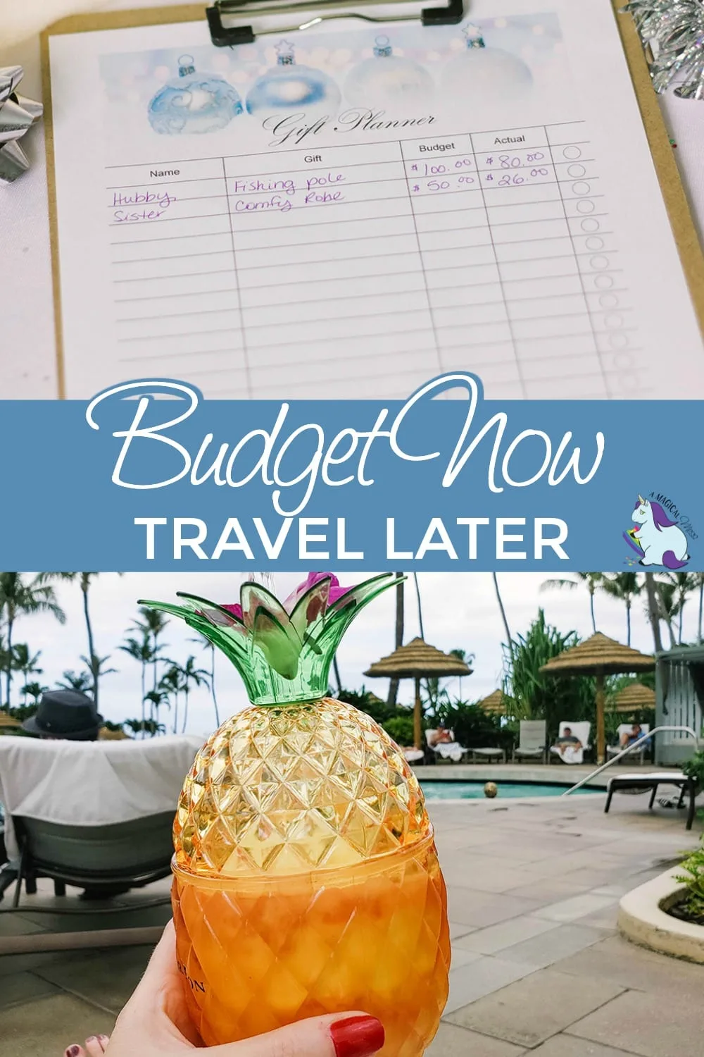 Budget sheet and pineapple drink