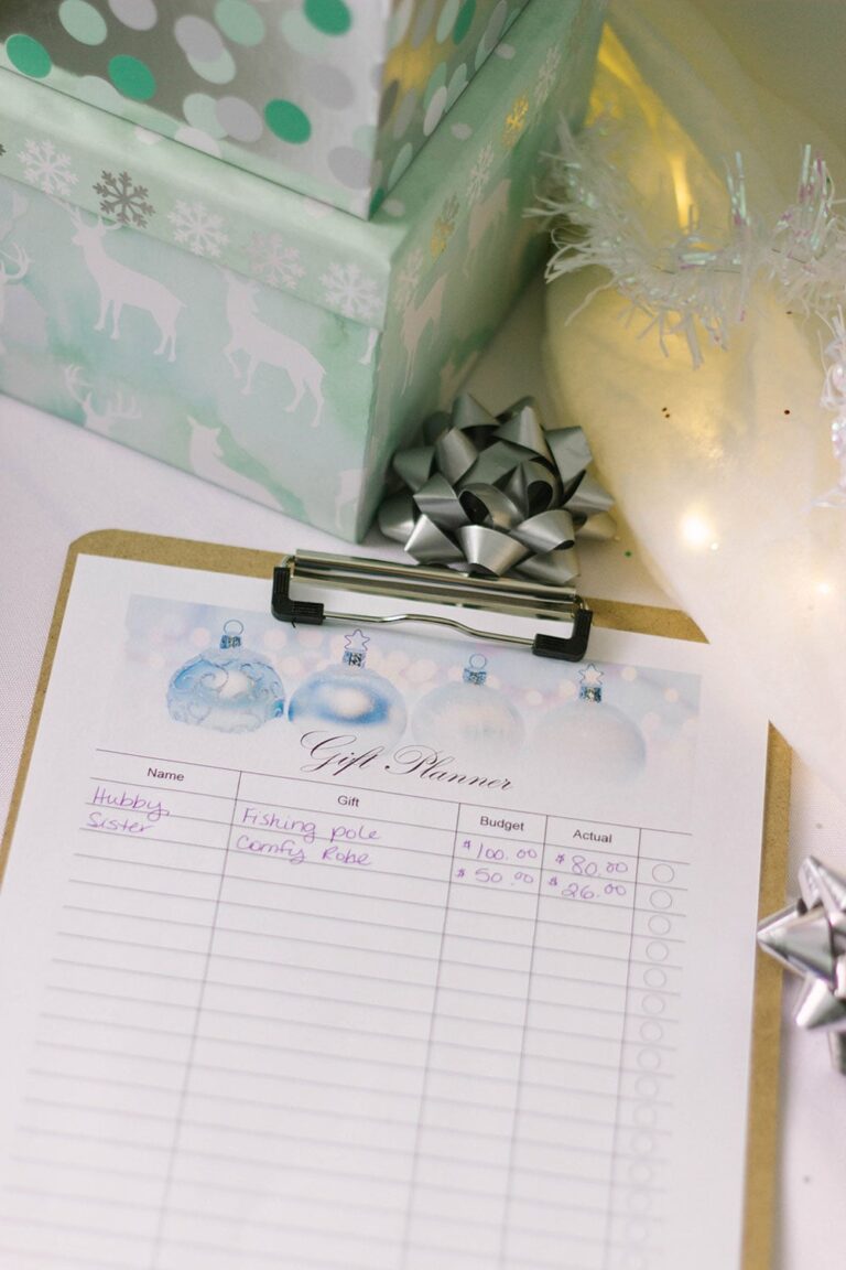 Gift tracker sheet