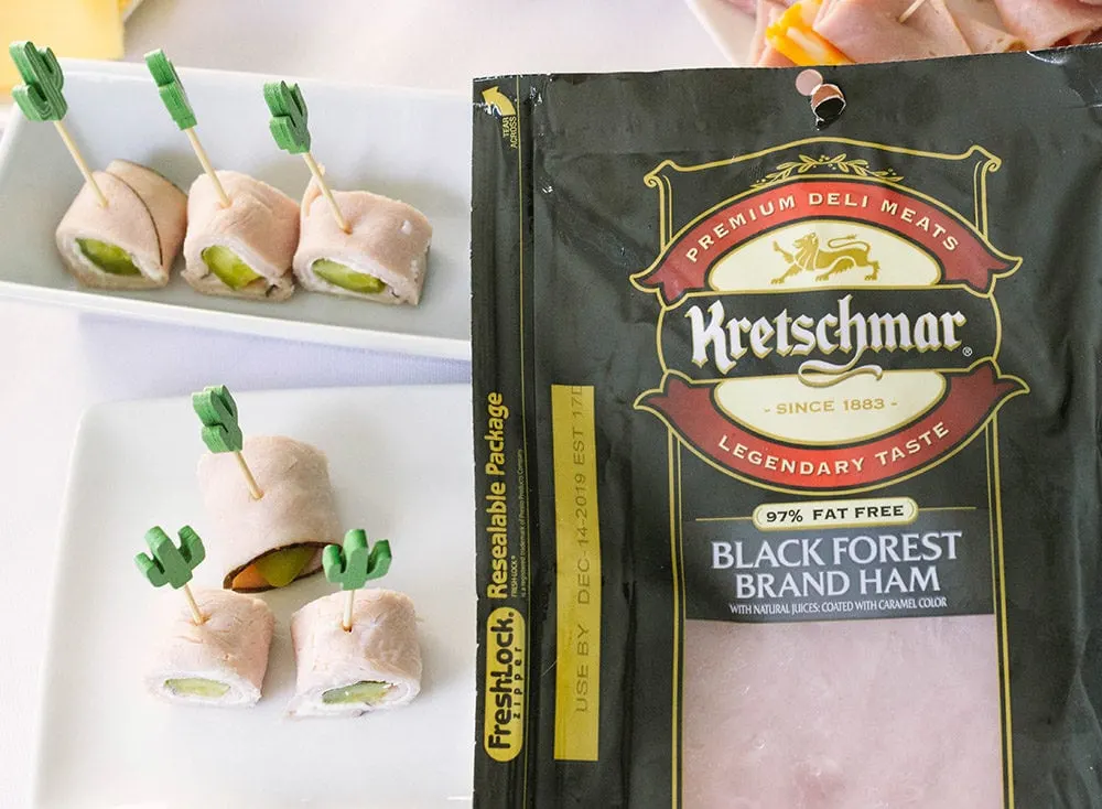 Kretschmar Ham next to pickle roll ups.