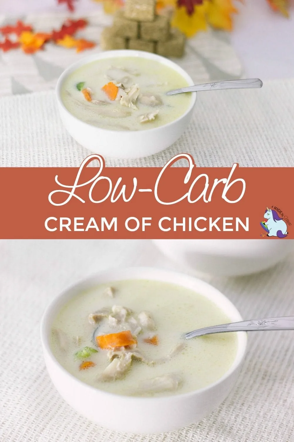 Cream of chicken soup with carrots in a bowl.
