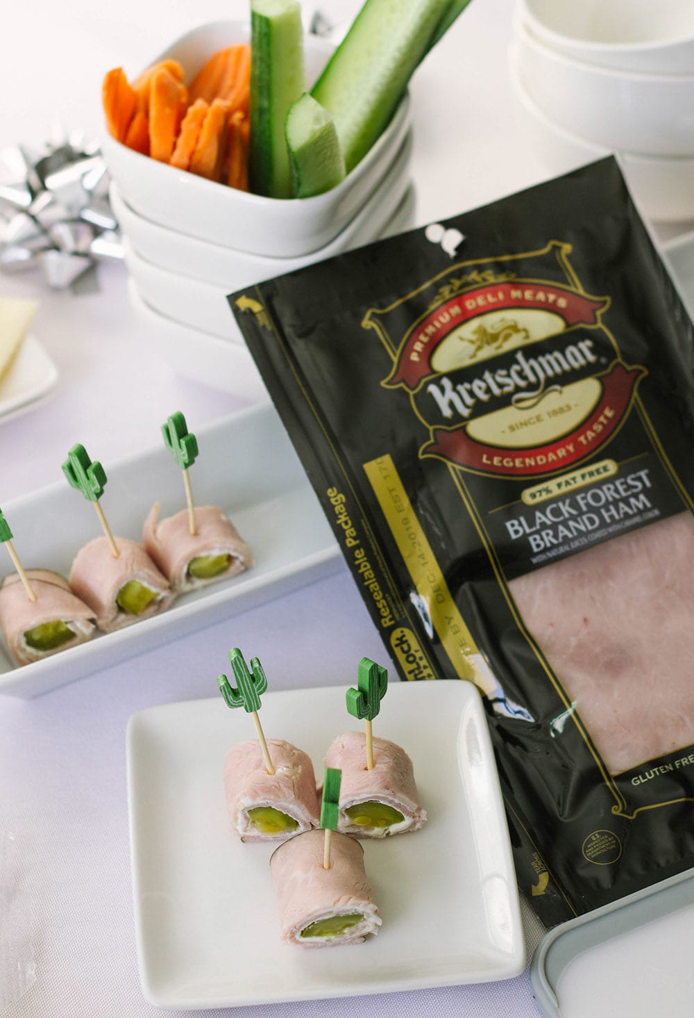 Ham and pickle rolls