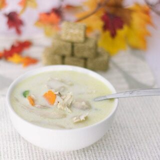 Cream of chicken soup in a bowl.