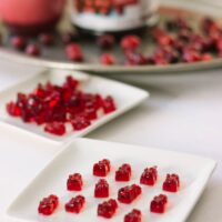 Plate of cranberry gummy bears