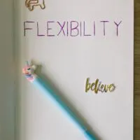 The word FLEXIBILITY written in a dot journal