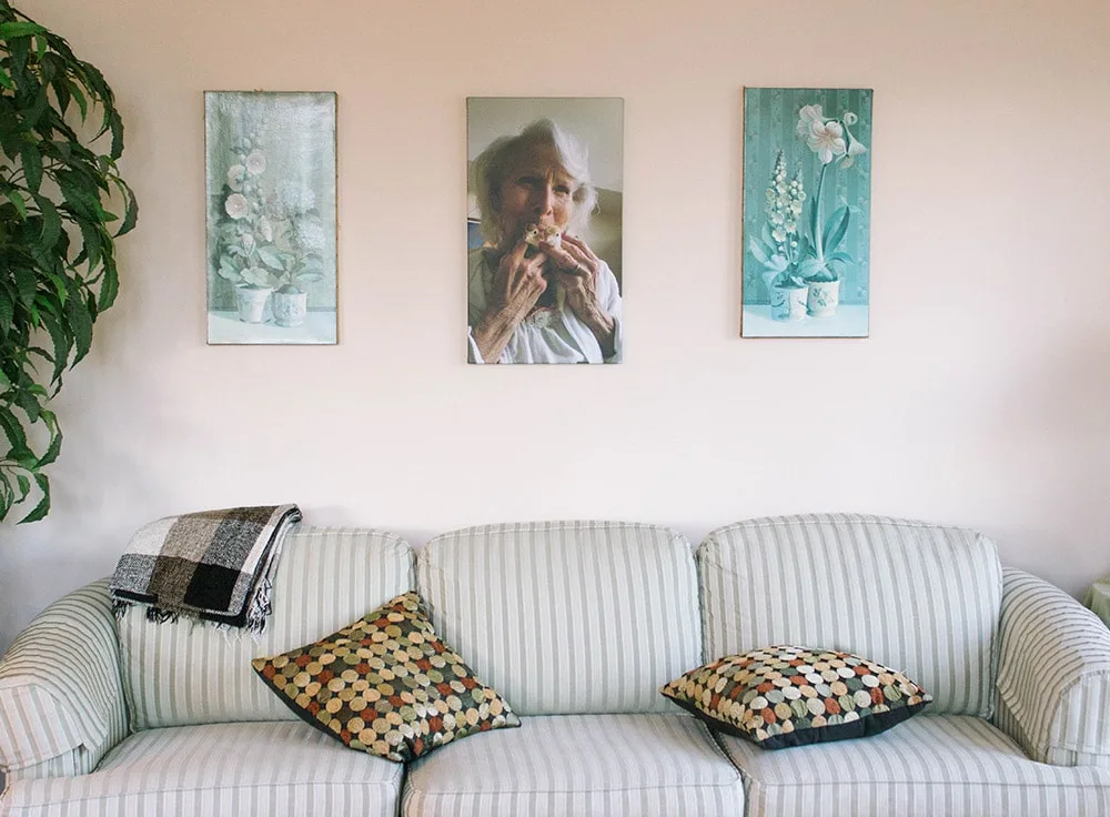 Canvas print of my gram and baby turkeys.