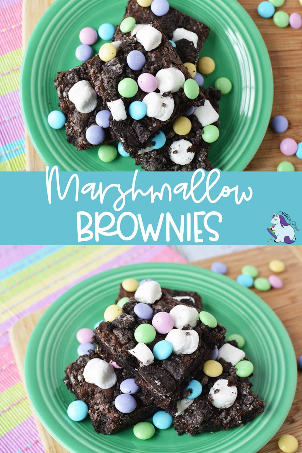 Marshmallow brownies on a plate