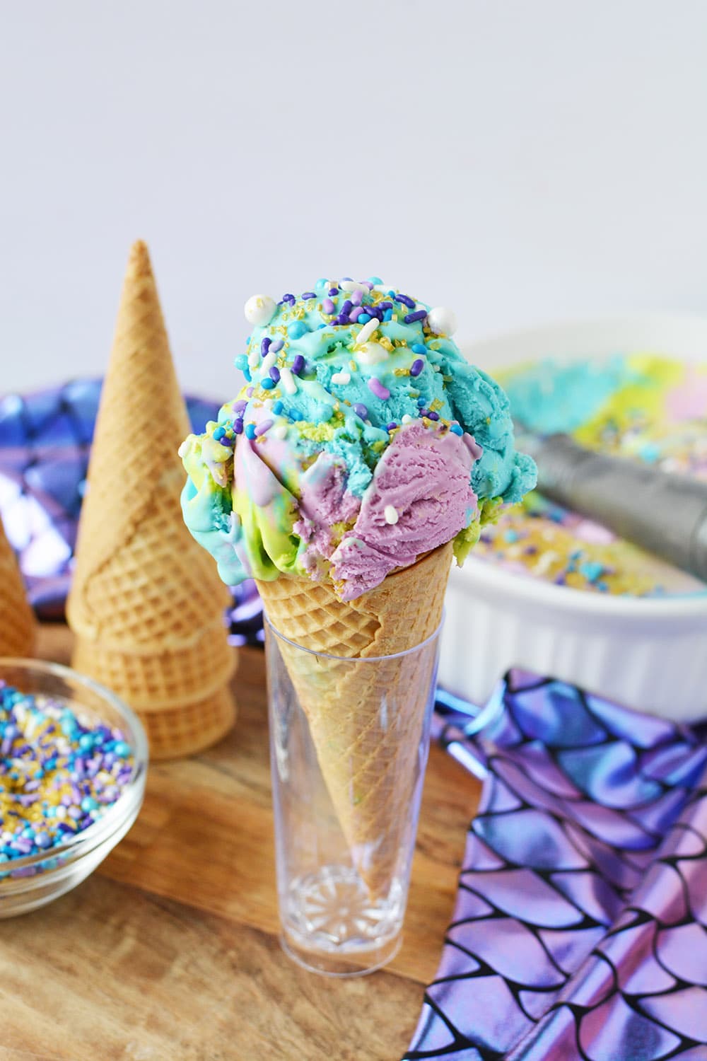 Cone of mermaid ice cream