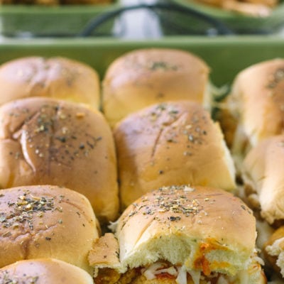 Chicken parmesan sliders in dish