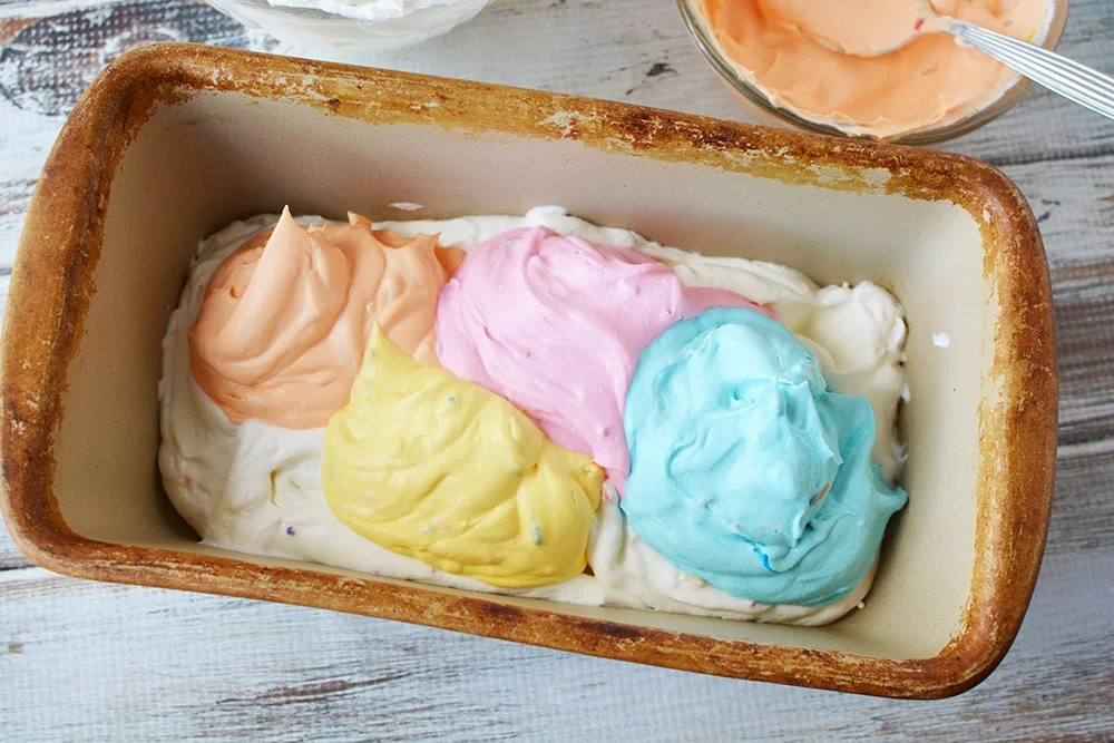 Dollops of colored ice cream.