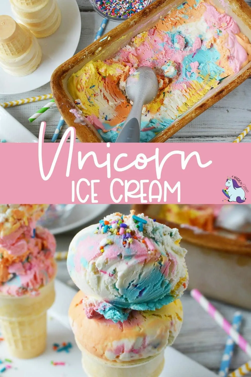 Rainbow ice cream for a unicorn party