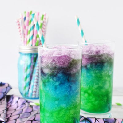 Mermaid lemonade icy drinks layered in glasses