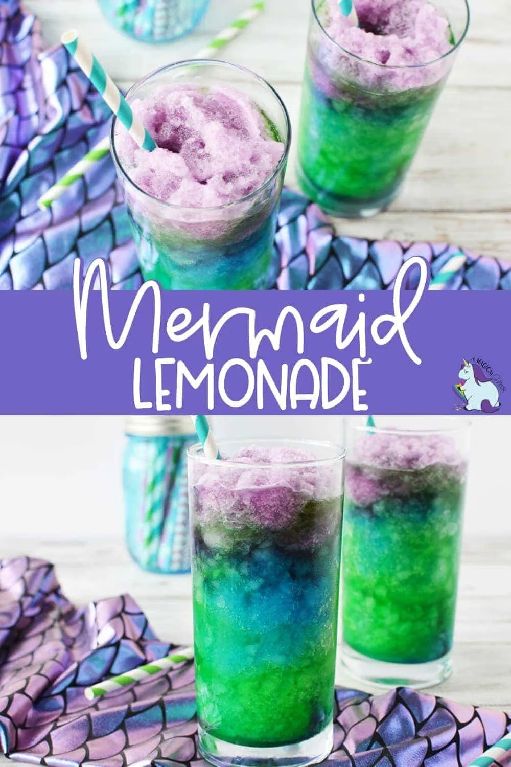 Slushy drinks with mermaid colors.