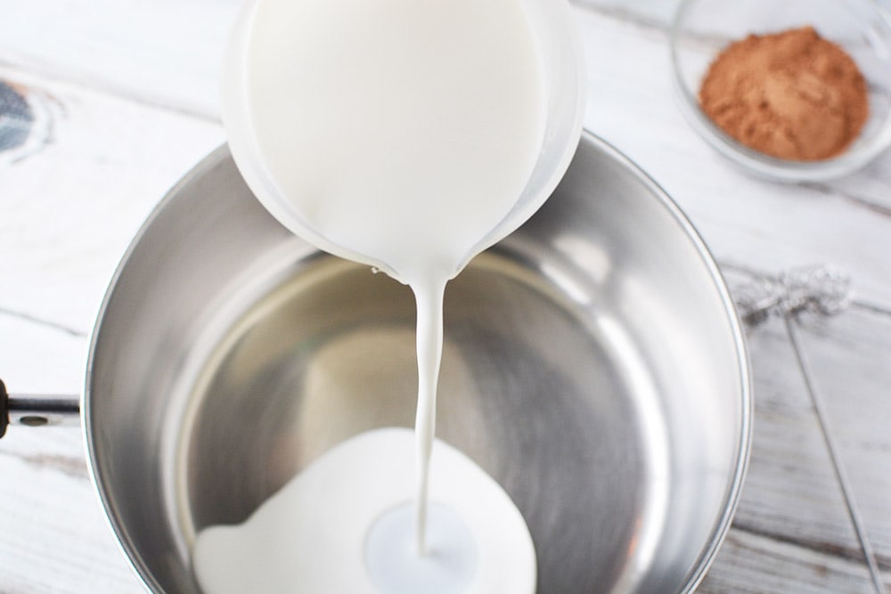 Milk into saucepan