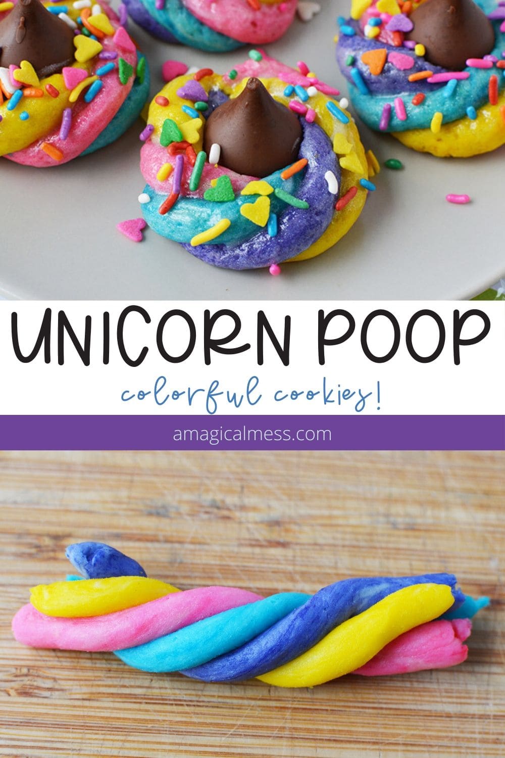 Colorful unicorn poop cookies