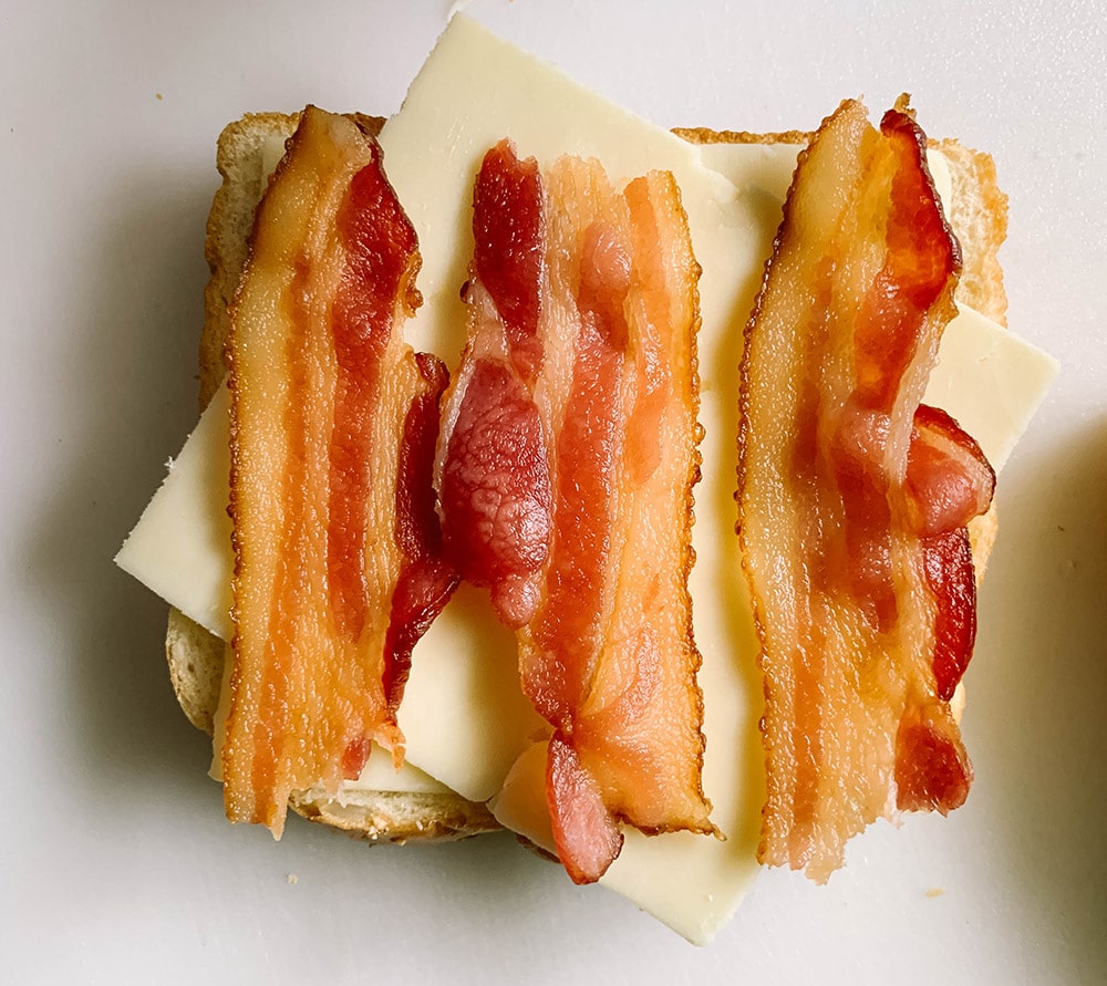 Bacon and cheese on bread