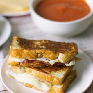 Stacked grilled cheese sandwich