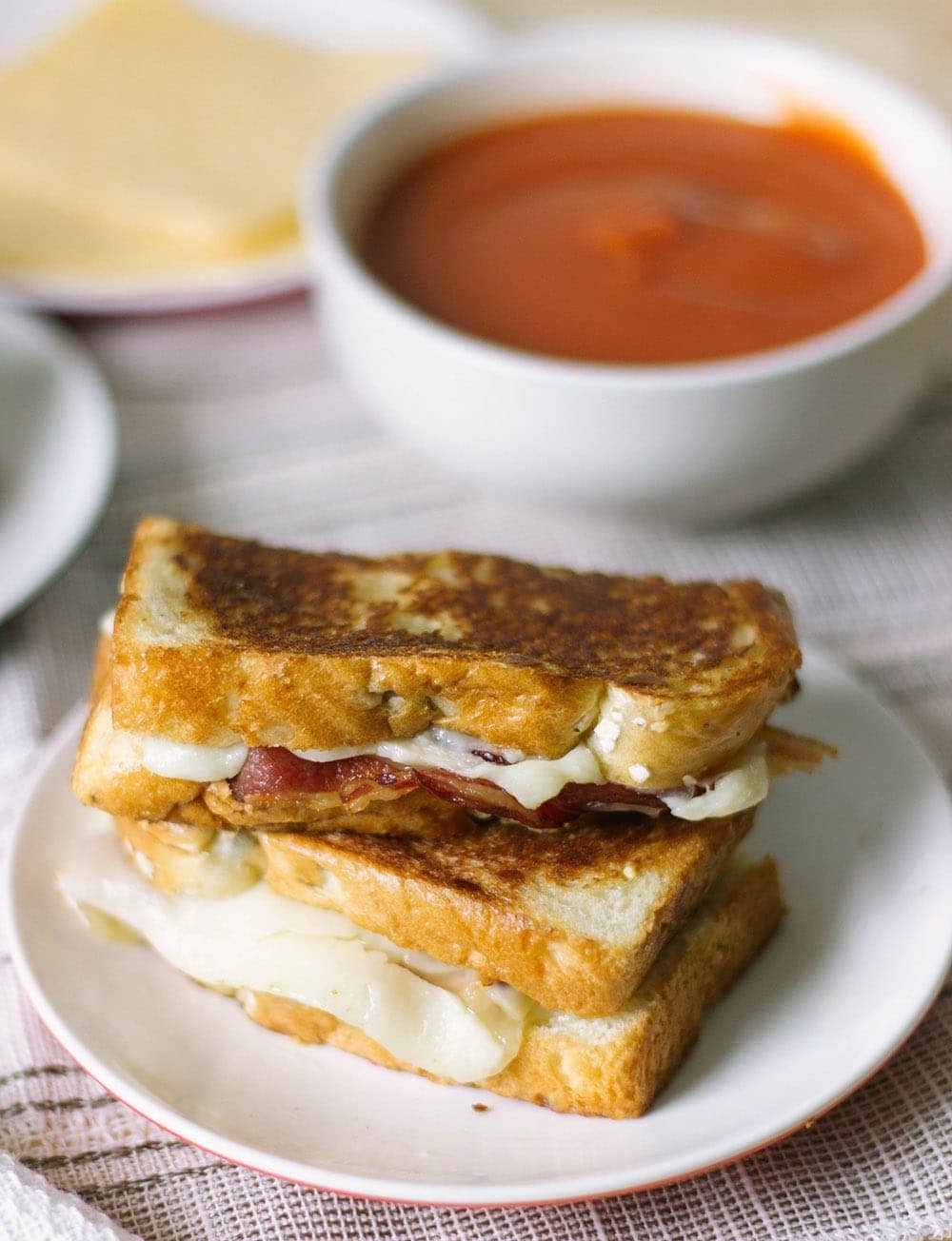 Stacked grilled cheese sandwich