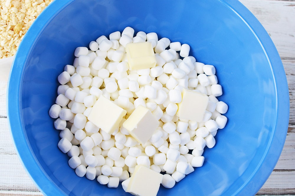 marshmallows and butter in a bowl