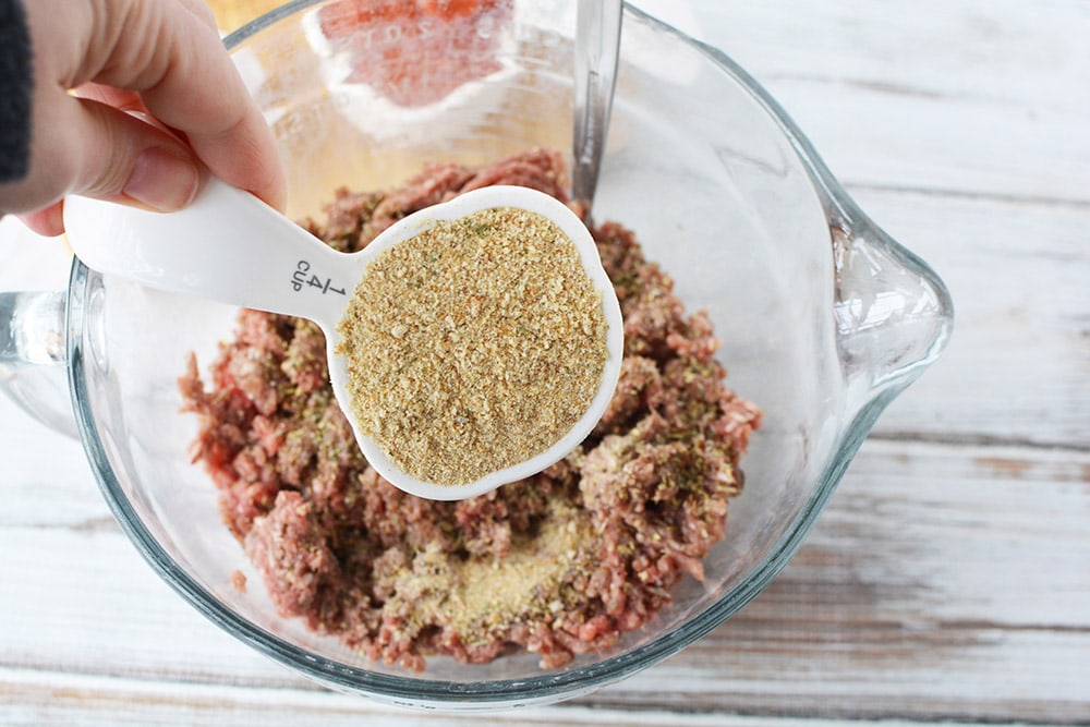 bread crumbs into ground beef