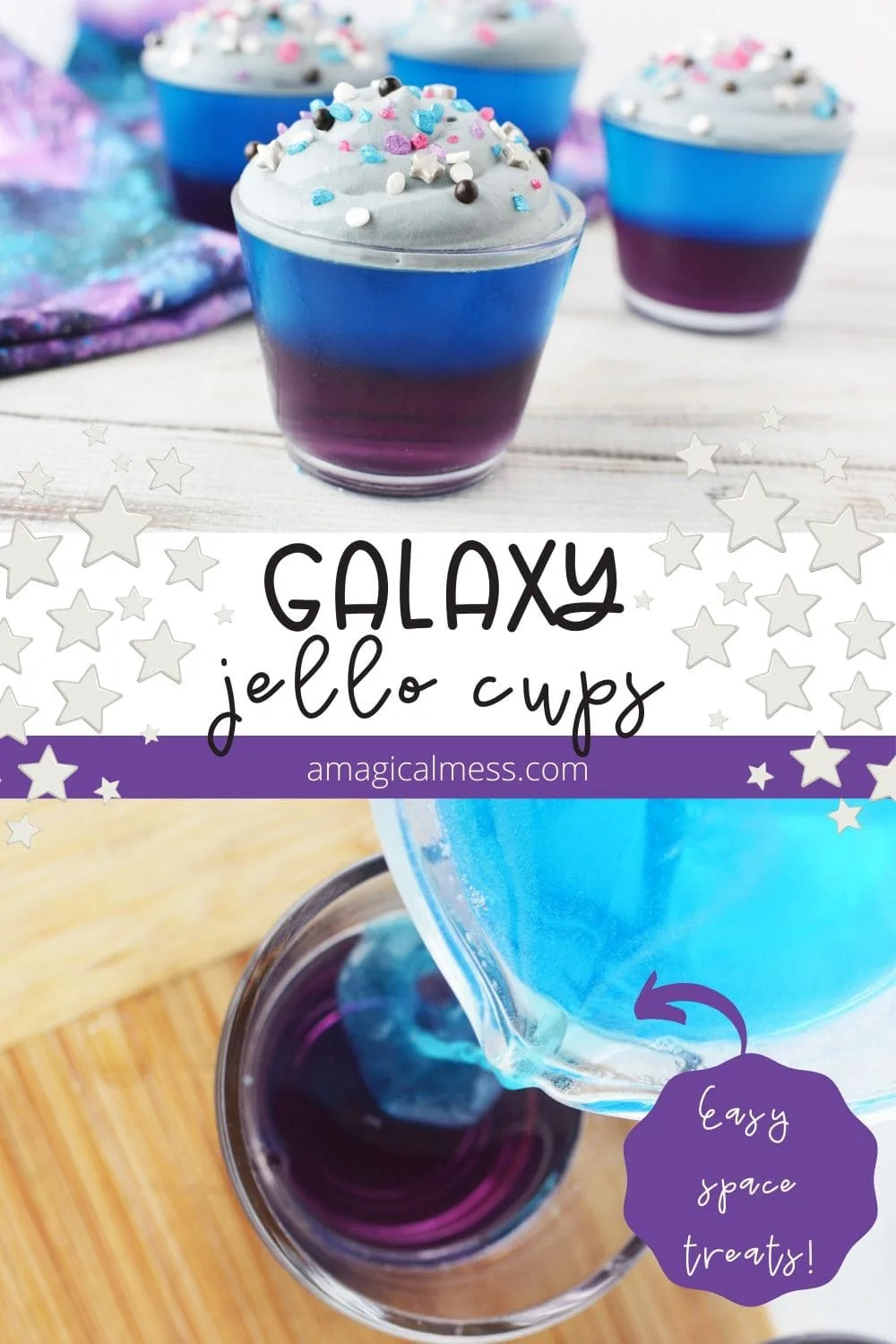 Galaxy jello cups on a table