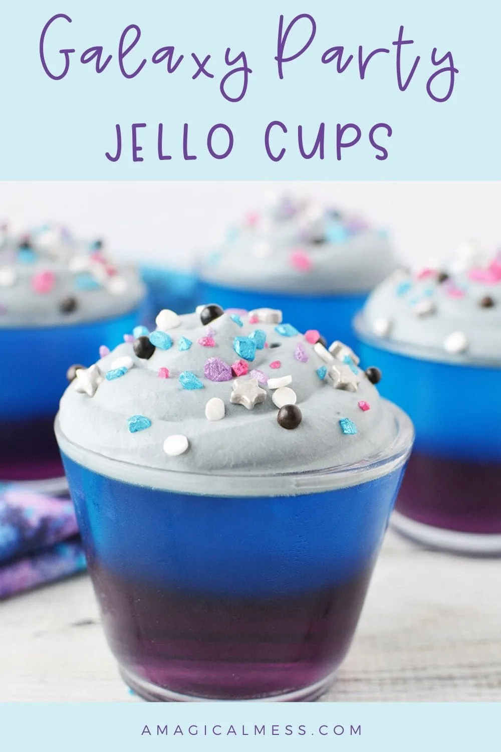 Galaxy jello cups with sprinkles