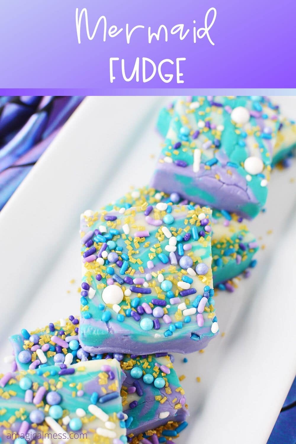 Blue and purple fudge with sprinkles
