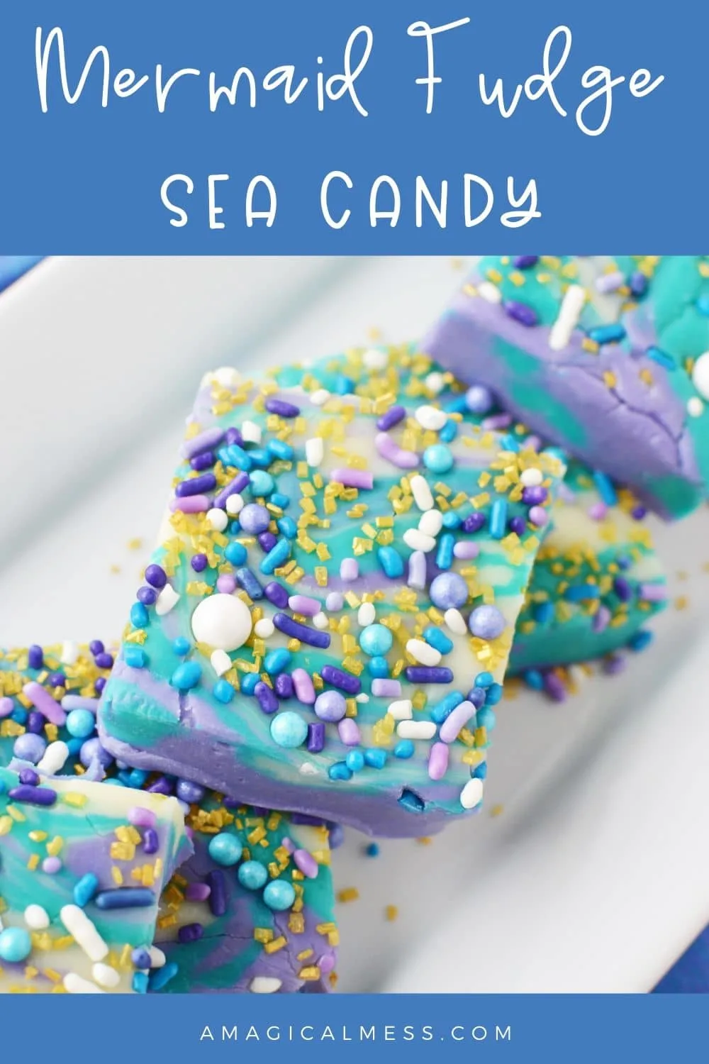 Purple and blue fudge candy with sprinkles