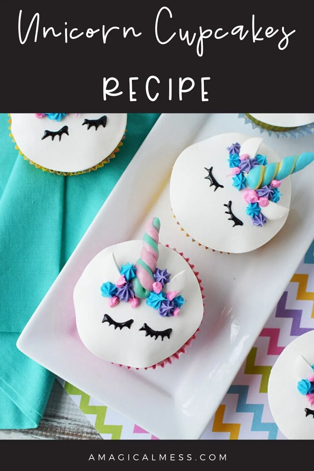 Unicorn cupcakes on a plate