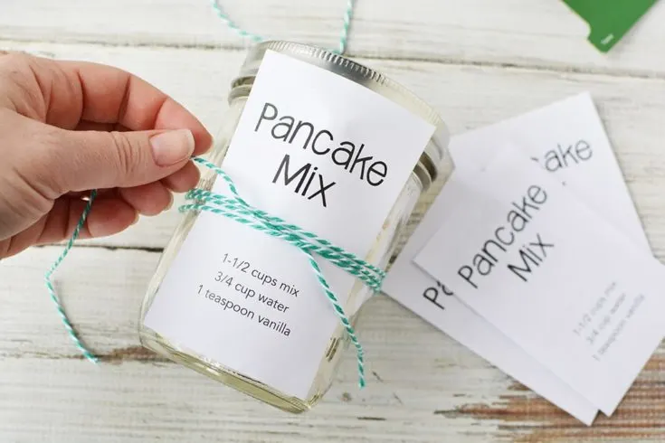 jar of pancake mix with printable and string