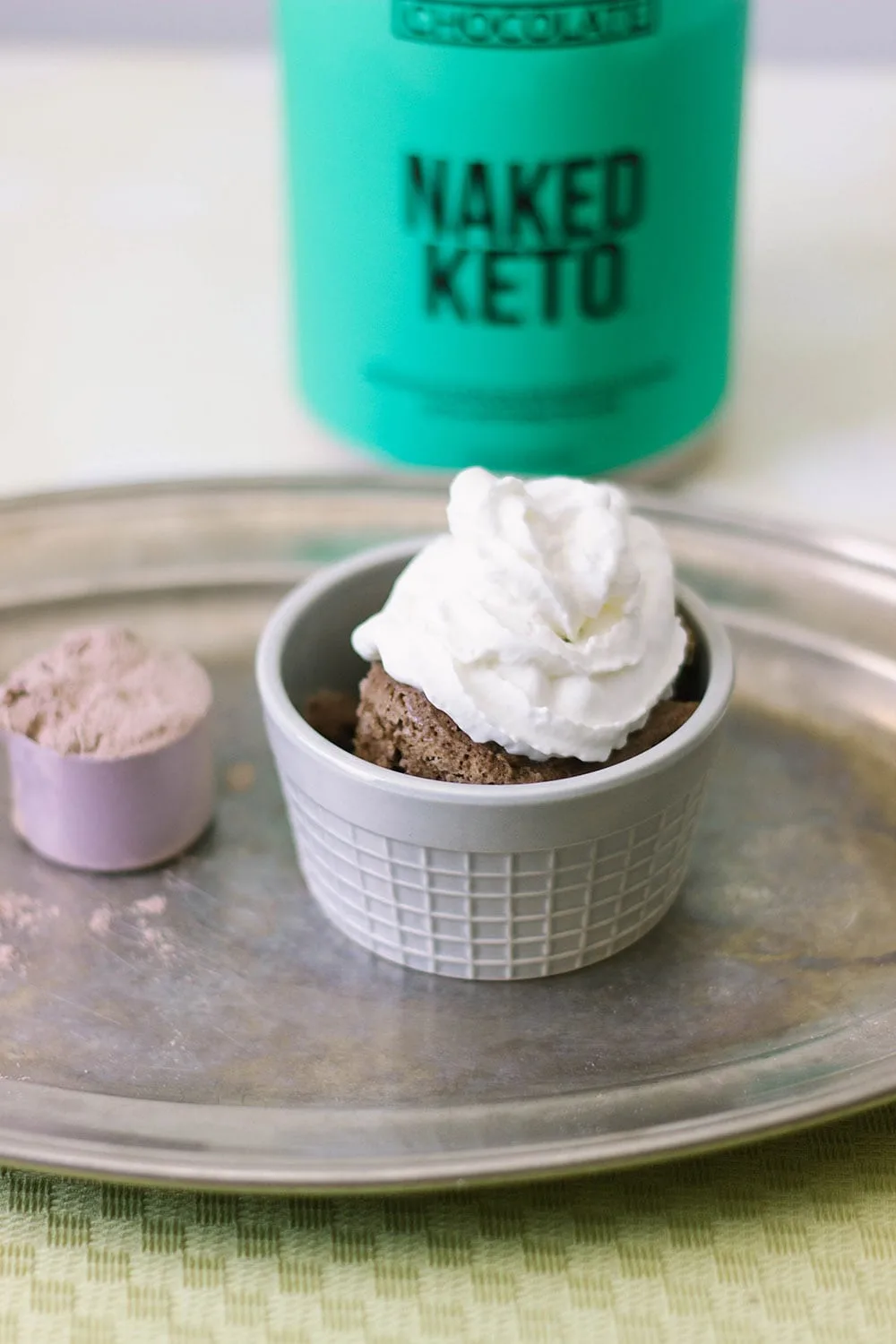 Keto cake with whipped cream.