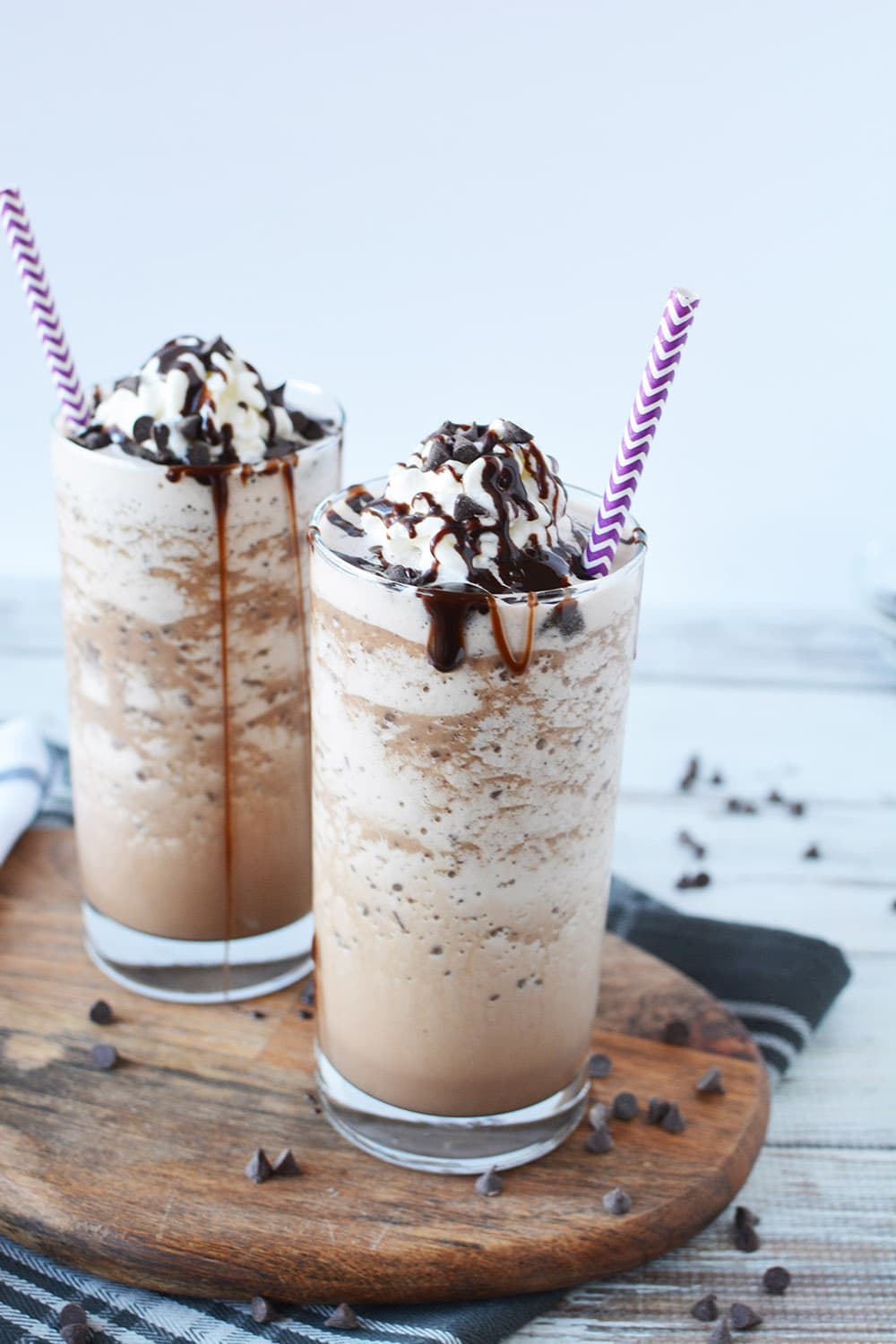 mocha chip frappuccinos in glasses