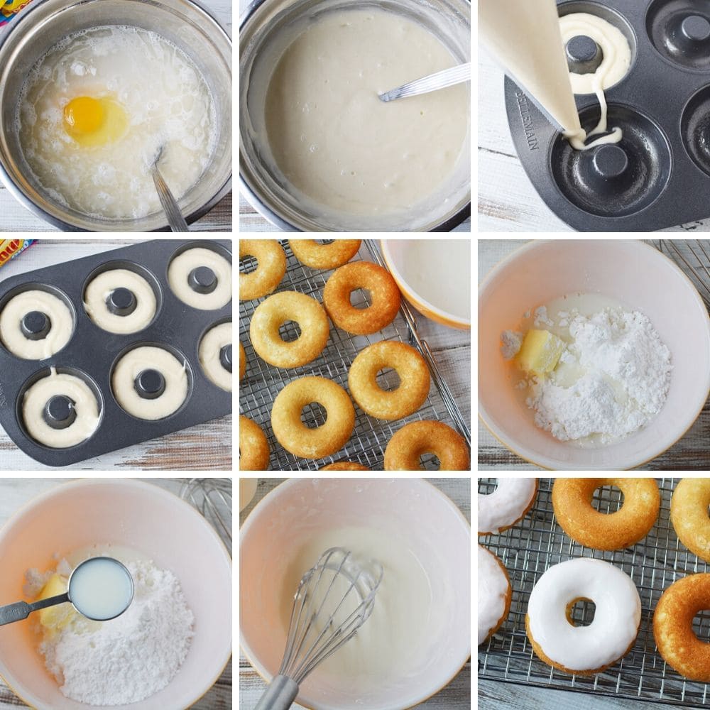baking the unicorn donuts in a pan
