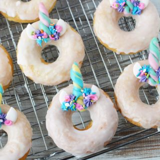 unicorn donuts on a cooling rack