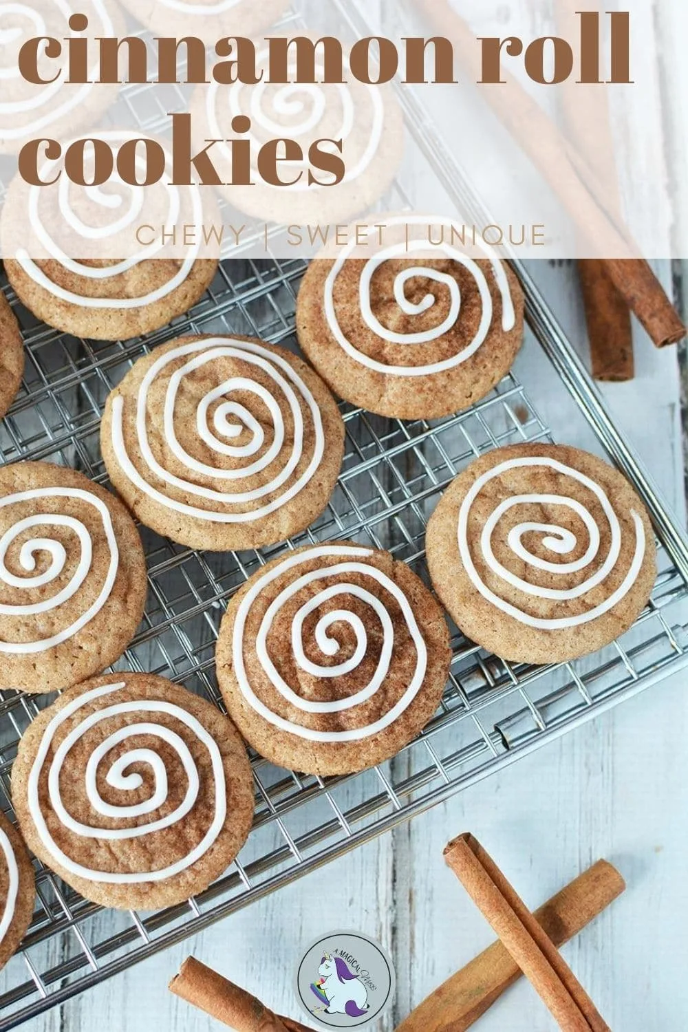 cinnamon swirl cookies on a baking rack