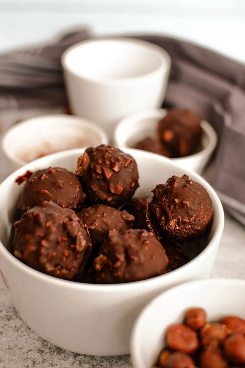 Chocolate date bites in a bowl.